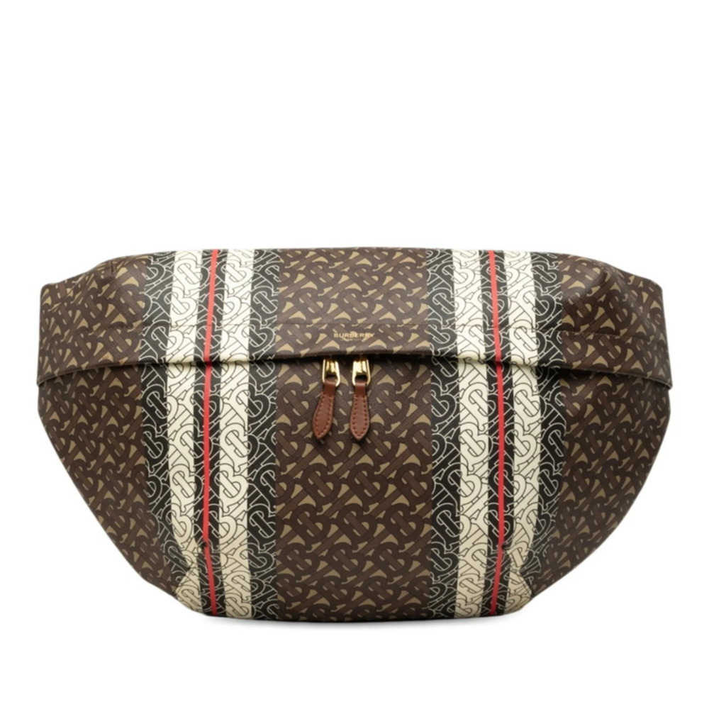 Burberry TB Monogram Stripe Body Bag Shoulder 8021101 Brown Multicolor Leathe...